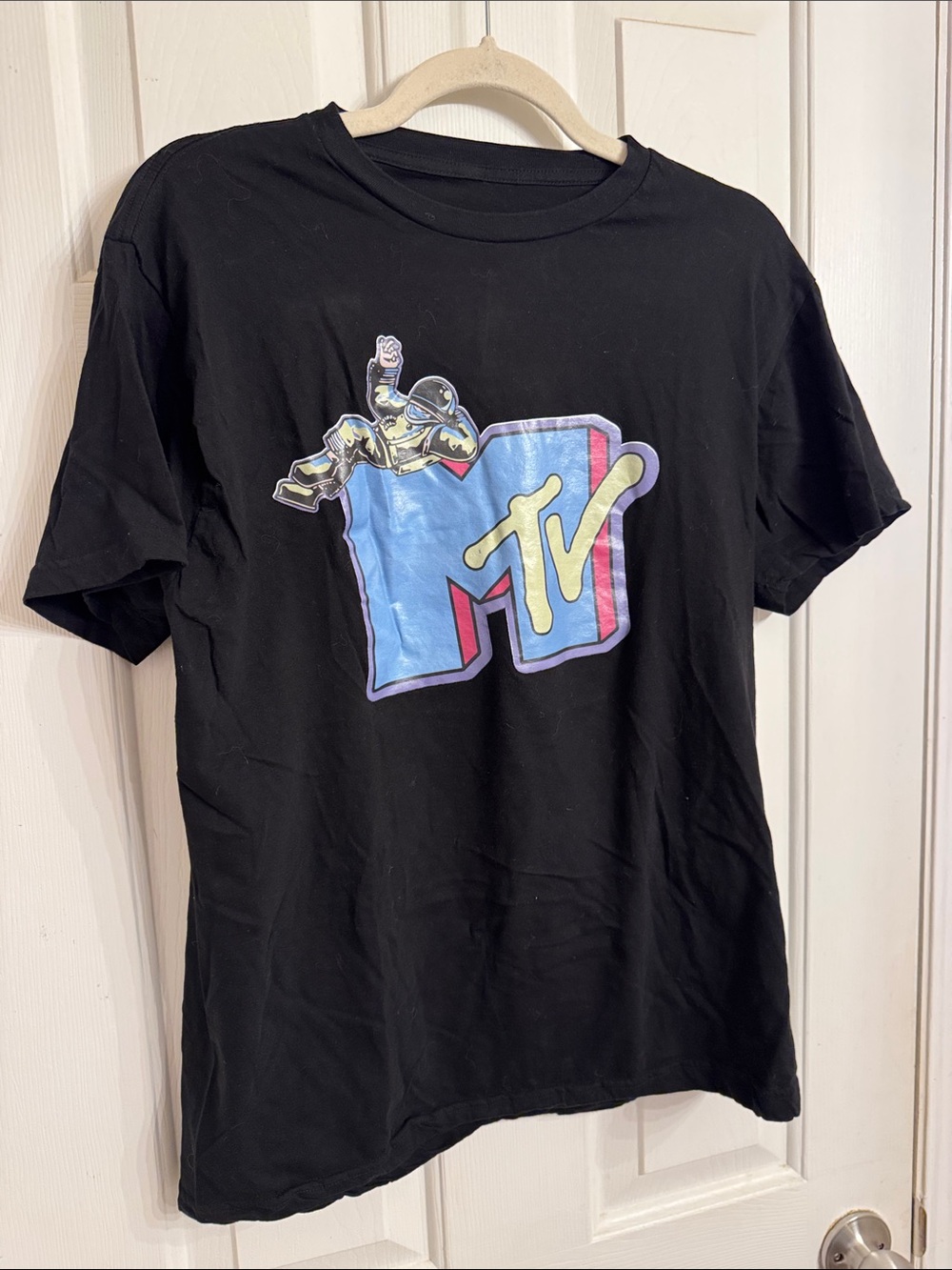 MTV Black Tee with Blue and Yellow Logo